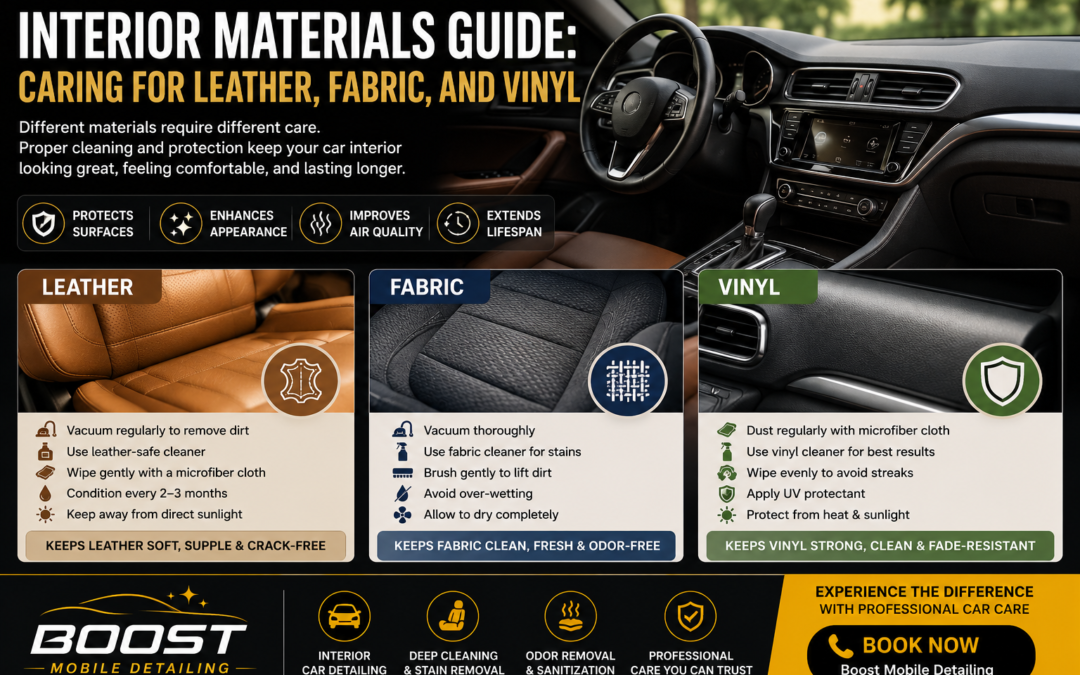 Interior Materials Guide: Caring for Leather, Fabric, and Vinyl